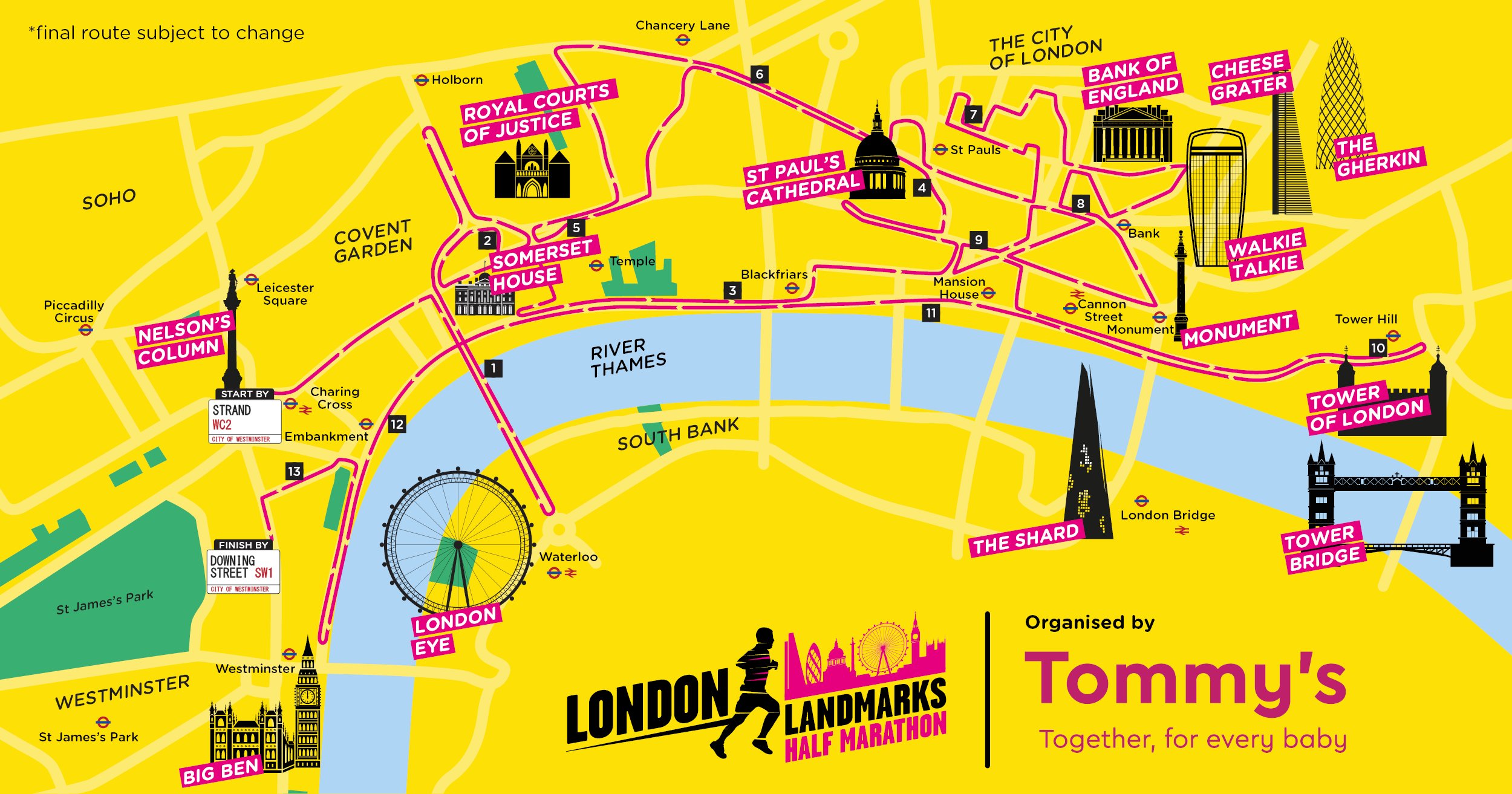 London Landmarks Route Map 23 May 2021