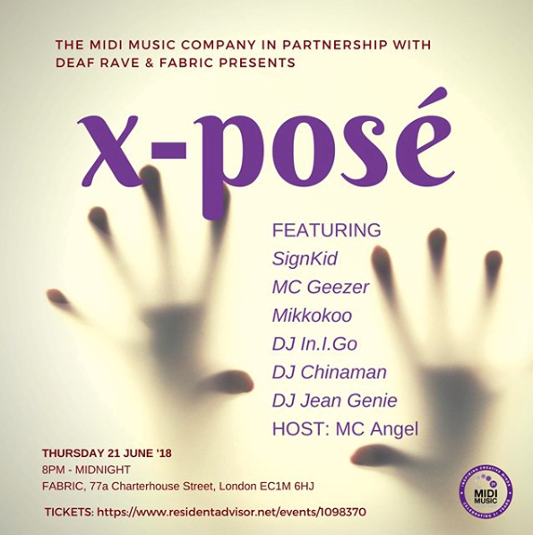 MMC with Deaf Rave and Fabric presents X-posé on Thursday 21 June from 8pm
