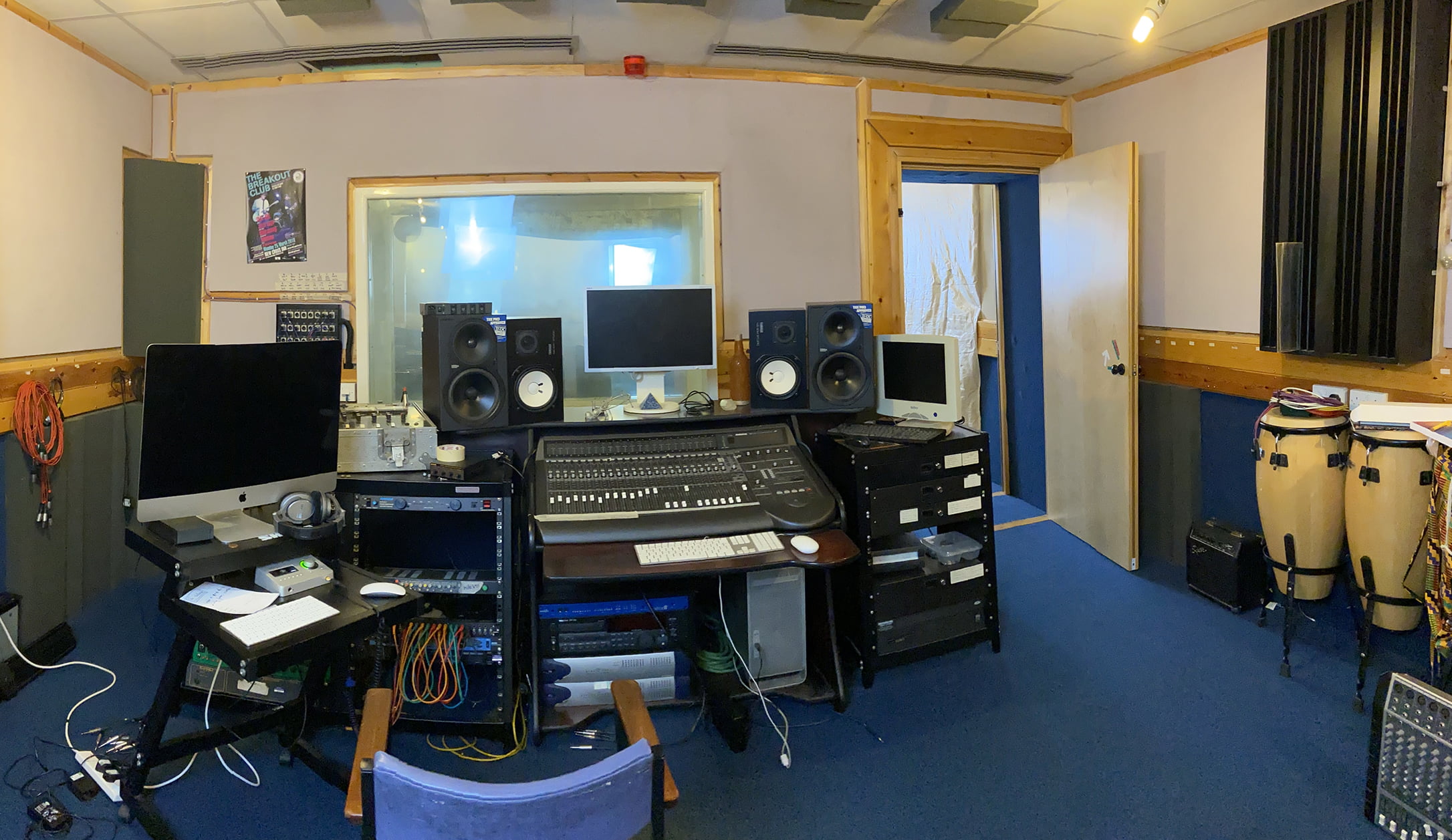 Studio Control Room & Live Studio with Vocal Booth